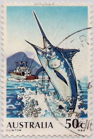 Marlin Vintage Wall Art – Australia 50c Coastal Stamp Print