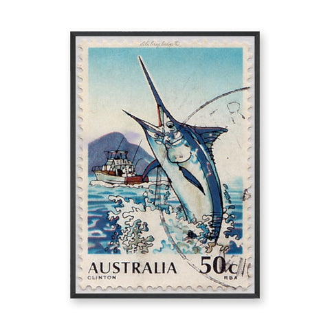 Marlin Vintage Wall Art – Australia 50c Coastal Stamp Print