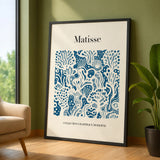 Matisse Blue Cutout Modern Wall Art – Cream Abstract Coral Print