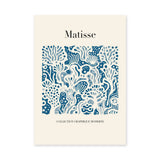 Matisse Blue Cutout Modern Wall Art – Cream Abstract Coral Print