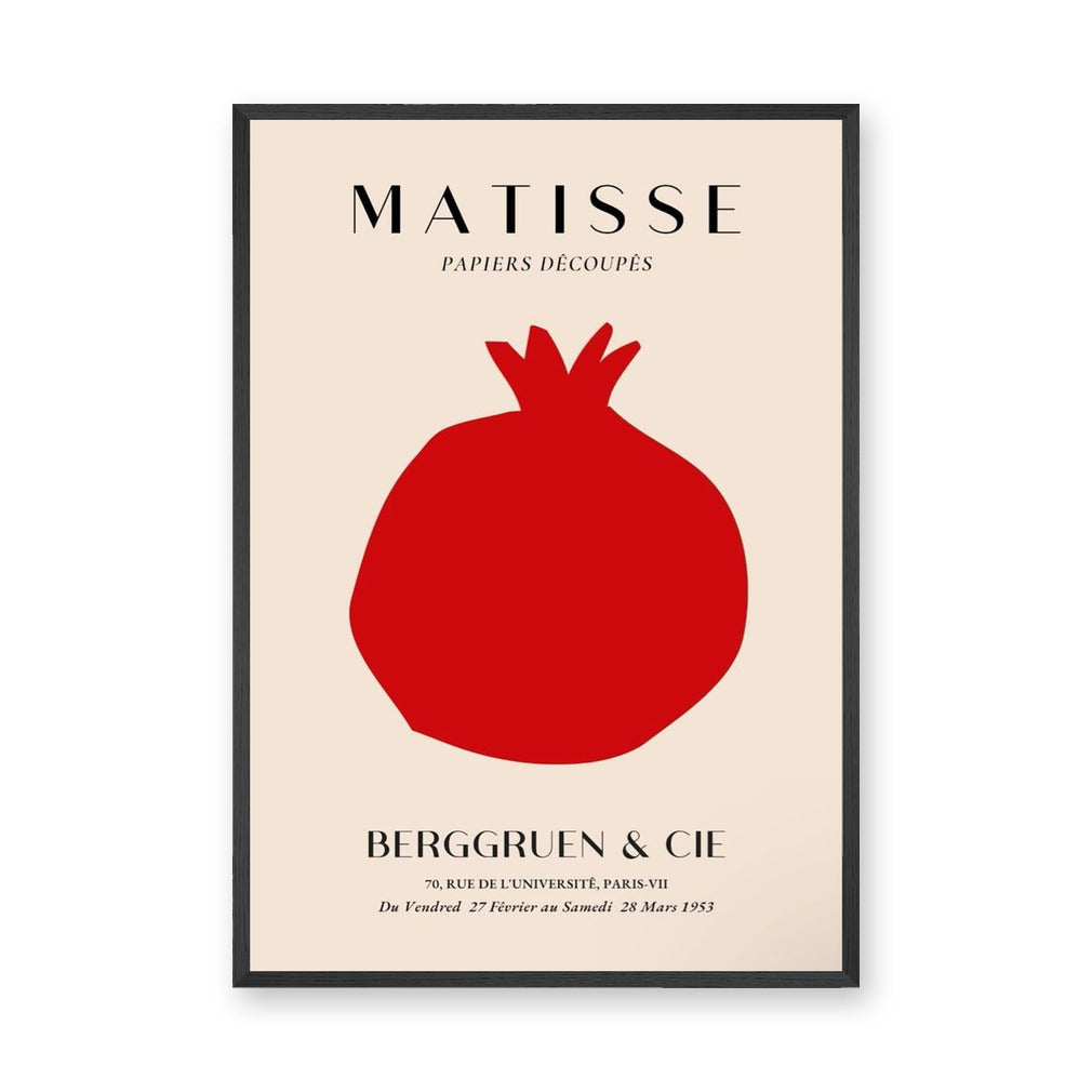 Matisse Pomegranate Typography Wall Art – Cream Red Exhibition Print