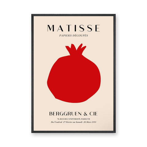 Matisse Pomegranate Typography Wall Art – Cream Red Exhibition Print