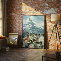 Matterhorn Heritage Café Scene Print | Retro Mountain Wall Print