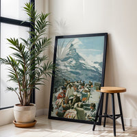 Matterhorn Heritage Café Scene Print | Retro Mountain Wall Print