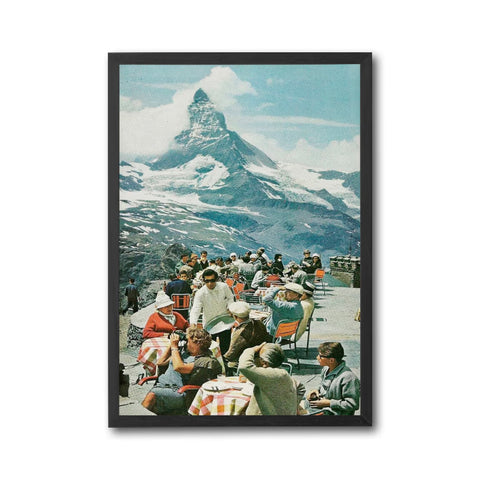 Matterhorn Heritage Café Scene Print | Retro Mountain Wall Print