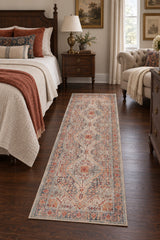 Medallion Modern Area Rug – Brown in a bedroom