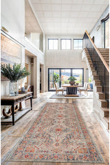 Medallion Modern Area Rug – Brown in a hallway