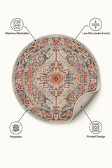 Medallion Modern Round Area Rug – Brown – features