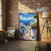 Mediterranean Coastal Village Home Art Décor Poster – Aesthetic Seaside Print for Home Decor
