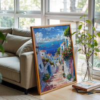 Mediterranean Coastal Village Home Art Décor Poster – Aesthetic Seaside Print for Home Decor