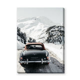 Mercedes 190 SL Vintage Wall Art – Snowy Mountain Road Photograph