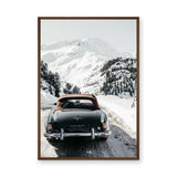 Mercedes 190 SL Vintage Wall Art – Snowy Mountain Road Photograph