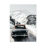 Mercedes 190 SL Vintage Wall Art – Snowy Mountain Road Photograph