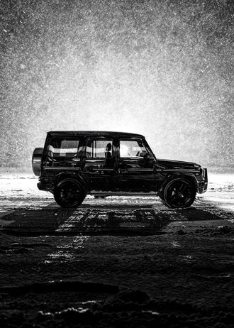 Mercedes G-Class Modern Wall Art – Black SUV Snow Photography