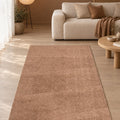 Mest Modern Plush Area Rug – Brown in a living room