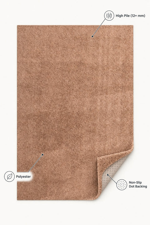 Mest Modern Plush Area Rug – Brown – features