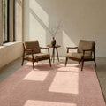 Mest Modern Plush Area Rug – Pink in a living room