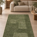 Mest Modern Plush Area Rug – Shimmering Green in a living room