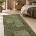 Mest Modern Plush Area Rug – Shimmering Green in a bedroom