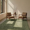 Mest Modern Plush Area Rug – Shimmering Green in a living room