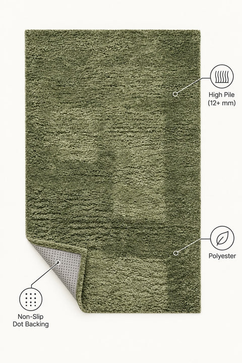 Mest Modern Plush Area Rug – Shimmering Green – features