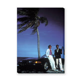 Miami Vice Ferrari Retro Wall Art – Dusk Palm Tree Sports Car Photo