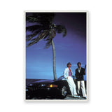 Miami Vice Ferrari Retro Wall Art – Dusk Palm Tree Sports Car Photo