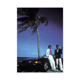 Miami Vice Ferrari Retro Wall Art – Dusk Palm Tree Sports Car Photo