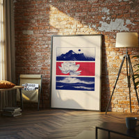 Simple Non-Figurative Mountain and Lotus Décor Poster | Minimal Zen Wall Print