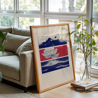 Simple Non-Figurative Mountain and Lotus Décor Poster | Minimal Zen Wall Print