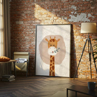Understated Cute Giraffe Illustration Wall Décor Wall Poster Print