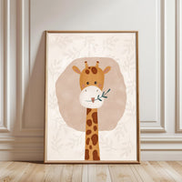 Understated Cute Giraffe Illustration Wall Décor Wall Poster Print