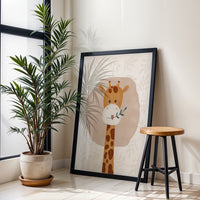 Understated Cute Giraffe Illustration Wall Décor Wall Poster Print