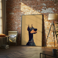 Understated Doberman Illustration Print, Contemporary Dog Wall Poster