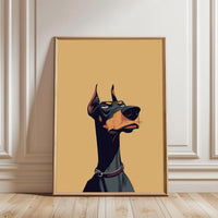 Understated Doberman Illustration Print, Contemporary Dog Wall Poster