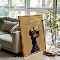 Understated Doberman Illustration Print, Contemporary Dog Wall Poster