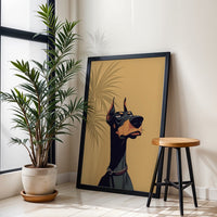 Understated Doberman Illustration Print, Contemporary Dog Wall Poster