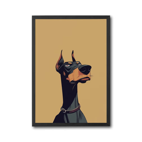 Understated Doberman Illustration Print, Contemporary Dog Wall Poster