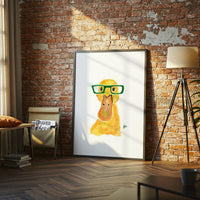 Understated Duck with Glasses Décor Poster, Funny Animal Wall Poster
