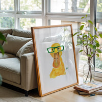 Understated Duck with Glasses Décor Poster, Funny Animal Wall Poster