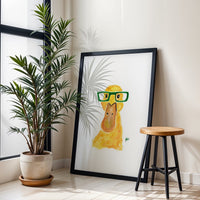 Understated Duck with Glasses Décor Poster, Funny Animal Wall Poster