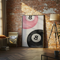 Minimal Pink and Black Eight Ball Wall Poster – Sleek Pool Wall Décor