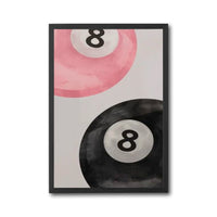 Minimal Pink and Black Eight Ball Wall Poster – Sleek Pool Wall Décor