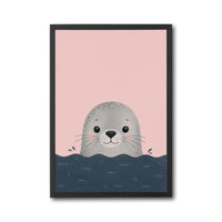 Minimal Seal Nursery Wall Poster, Coastal Ocean Baby Décor Print, Sleek Beach Nursery Decor