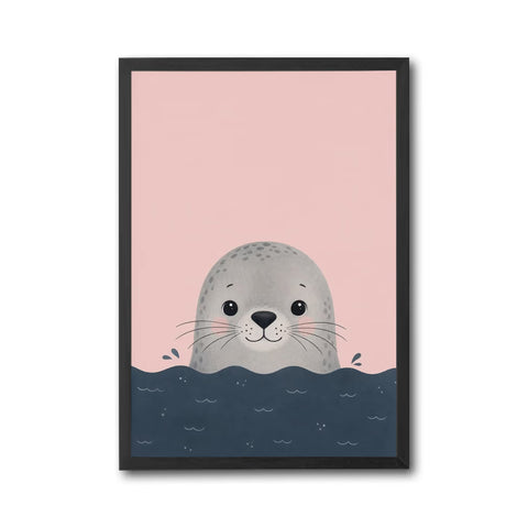 Minimal Seal Nursery Wall Poster, Coastal Ocean Baby Décor Print, Sleek Beach Nursery Decor