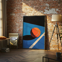 Minimal Tennis Ball on Court Print, Sleek Sports Home Wall Poster