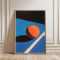 Minimal Tennis Ball on Court Print, Sleek Sports Home Wall Poster