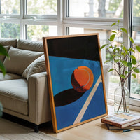 Minimal Tennis Ball on Court Print, Sleek Sports Home Wall Poster