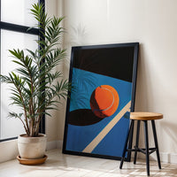 Minimal Tennis Ball on Court Print, Sleek Sports Home Wall Poster