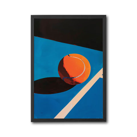Minimal Tennis Ball on Court Print, Sleek Sports Home Wall Poster